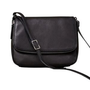 margot preston soft black genuine pebbled leather flap over crossbody bag